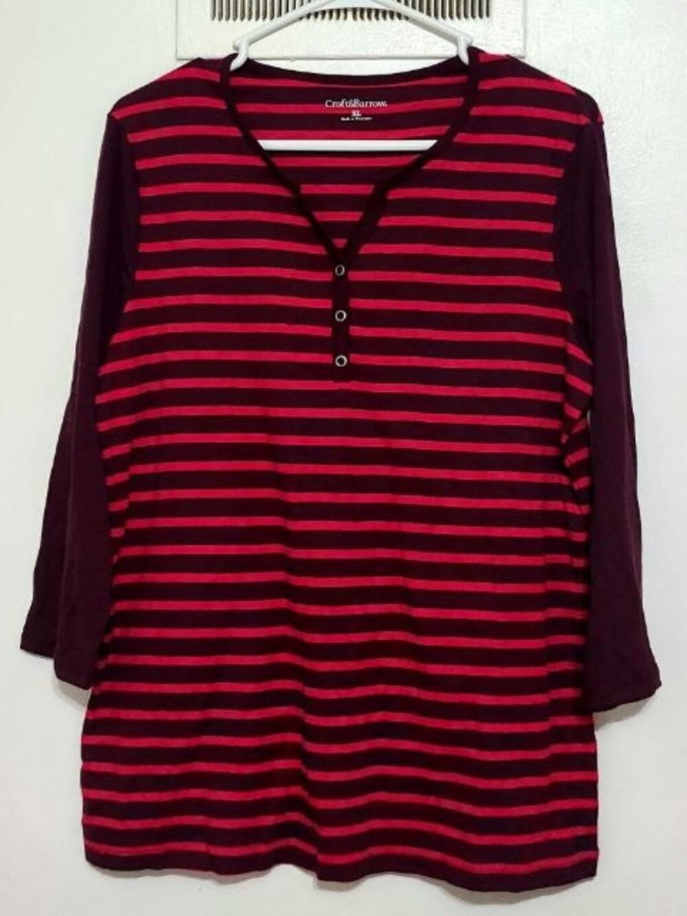 Striped 3/4‑Sleeve Top – XL
